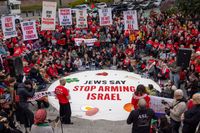 Jewish activists hold a Passover Seder outside ICE Headquarters in New York