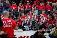 Jewish activists hold a Passover Seder outside ICE Headquarters in New York