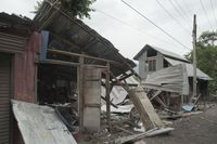 Destruction by Pakistani shelling in Uri sector of North Kashmir