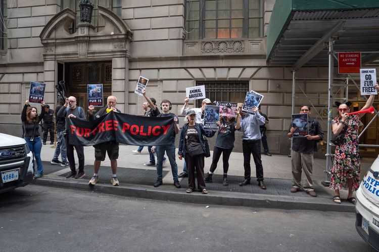 Activists staged rally to protest usage of animal fur and against animal cruelty