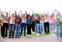 RSV Hr. Sec. School Class 12 students celebrate after CBSE declared the board exam results