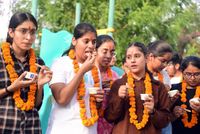 RSV Hr. Sec. School Class 12 students celebrate after CBSE declared the board exam results