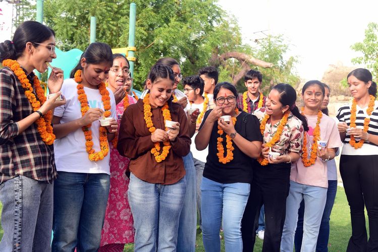 RSV Hr. Sec. School Class 12 students celebrate after CBSE declared the board exam results