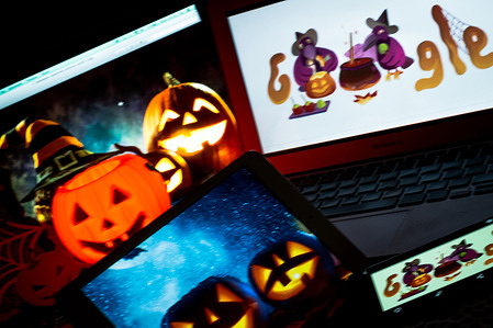 Photo composition of today's Google Doodle celebrates Halloween! Time flies! And the spooky season is upon us once again. Halloween is a festival of Celtic origin that in the 20th century took on the distinctly macabre and commercial forms in the United States that it has become known for.