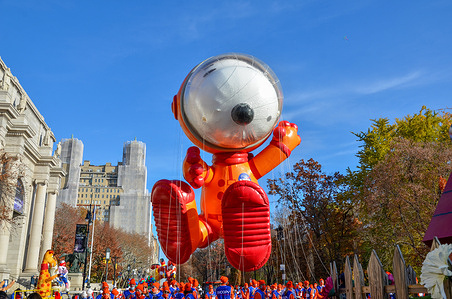 Balloons of different characters seen floating over Sixth Avenue during the 95th annual Macy's Thanksgiving Day Parade in New York City on November 25, 2021.