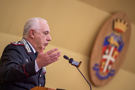 Defence Minister Lorenzo Guerini visits the Carabinieri Forestry School in Cittaducale, 10 December 2021. Commander General of the Carabinieri Teo Luzi