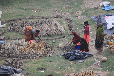 Continuous rain interrupt Magh Mela preparation in "Tent city" Prayagraj. Magh Mela will be held over an area of over 661 acre land and due to rain, whole area covered with slippery mud at the Prayag or Triveni Sangam which represents the confluence of three rivers two of which, the Ganges and the Yamuna, have objective existence, and one, the Sarasvati is mythical. The festival is marked by a ritual dip in the waters, but it is also a celebration of community commerce with numerous fairs, education, religious discourses by saints, mass feedings of monks or the poor, and entertainment spectacle.