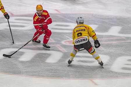 Christoph Bertschy of Lausanne HC (22) is in action during the 43rd match of the 2021-2022 Swiss National League Season with the Lausanne HC and SC Bern