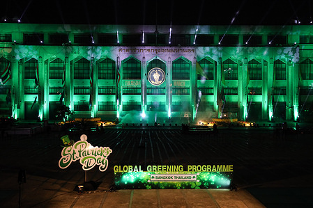 The Bangkok Metropolitan Administration (BMA) joins the Global Greening Program 2022 to organize activities to celebrate the Republic of Ireland (St. Patrick's Day) shine a green light at the Bangkok City Hall between 7 - 10 PM.