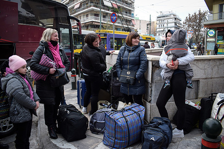 Ukrainian people arrive in Athens from Ukraine by bus, a journey that lasts at least 36 hours. UNHCR (United Nations High Commissioner for Refugees) has recorded more than three million refugees who have already left Ukraine to escape the war after the invasion of Russian forces.