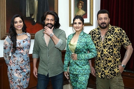 Bollywood Actor Yash, Sanjay Dutt, Raveena Tandon, Srinidhi Shetty During the Promotion of KGF:Chapter 2