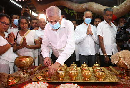 The new Prime Minister of Sri Lanka Ranil Wickremesinghe was sworn in on May 12, 2022 in Colombo and attended religious ceremonies at the Valukarama and Gangarama temples