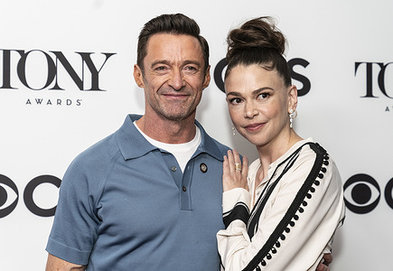 Hugh Jackman and Sutton Foster nominees for leading roles in musical The Music Man attends TONY awards meet and greet at Sofitel New York