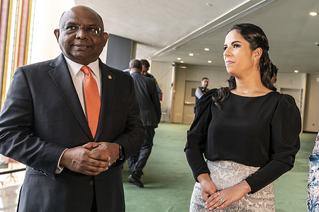 President of 76th General Assembly Abdulla Shahid and First Lady of El Salvador Gabriela Rodriguez de Bukele attend inauguration ceremony of the lactation rooms at UN Headquarters. Lactation room was sponsored by permanent missions of New Zealand and El Salvador.