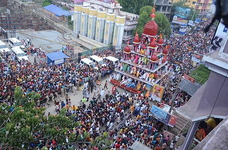 Hindu devotees take part in the annual religious procession of Lord Jagannath  during the 626 years Mahash Rathajatra Festival at Hooghly District in West Bengal.