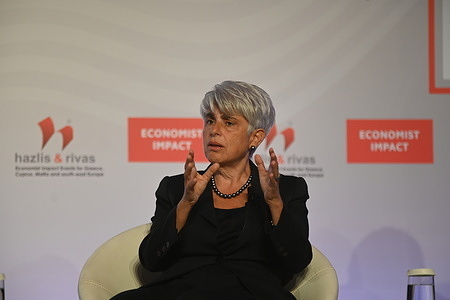 Angeliki Frangou, Chairwoman and Chief Executive Officer of Navios Maritime & Trading Corp, during the 26th Annual Economist Government Roundtable.