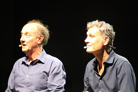 Ale and Franz, comic duo at the XXII edition of the Massimo Troisi Prize directed by actor Gino Rivieccio. In photo in order L to R:Alessandro Besentini aka Ale and Francesco Villa aka Franz