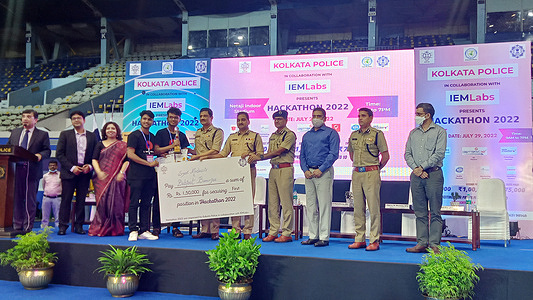 Moments of inauguration of 1st edition of Hackathon 2022, organized and co-hosted by Kolkata Police and IEMLabs (Cyber Security & Ethical Hacking Course in Kolkata) at Netaji Indoor Stadium in Kolkata.