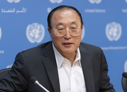 Press briefing by Ambassador ZHANG Jun, Permanent Representative of China and President of the Security Council for August at UN Headquarters. Ambassador presented to the press the program of work by the Security Council for the month of August.