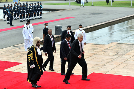 Sri Lankan new President Ranil Wickremesinghe arrival for the Ceremonial opening of the 3rd session of the 9th Parliament.