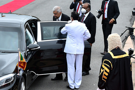 Sri Lankan new President Ranil Wickremesinghe leave for the after Ceremonial opening of the 3rd session of the 9th Parliament.