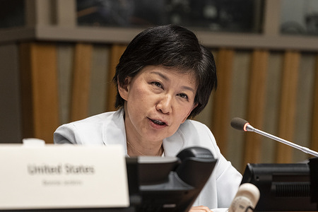 Under-Secretary-General of Disarmament Affairs Izumi Nakamitsu speaks during panel The Role of Diversity in Promoting Nuclear Non-proliferation and Disarmament at UN Headquarters. Panel was organized by the Mission of the US to the United Nations and Office for Disarmament Affairs.