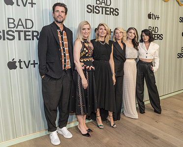 Claes Bang, Anne-Marie Huff, Sharon Horgan, Eva Birthistle, Eve Hewson, Sarah Greene attend premiere of Apple TV+ dark comedy-thriller “Bad Sisters” at The Whitby Hotel