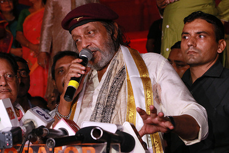 Bollywood Actor and BJP Leader Mithun Chakraborty during the release of the theme song of community durgapuja album ahead durga puja Festival in Kolkata 26 September,2022.