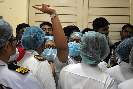 Nurses are protesting in front of Principal rooms in Calcutta Medical Collage. Patient services are suspended on the Calcutta Medical Collage and Hospital due to protests from medical students for fair elections in Kolkata.