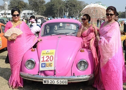 Vintage cars during the 52nd The Statesman Vintage Classic Car Rally in Kolkata.