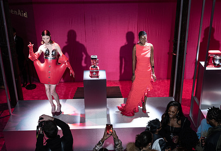 Model showing dress by Marta del Rio during presentation by KitchenAid Color of the Year Collection with Marta del Rio during New York FW Fall/Winter 2023 at IRON23