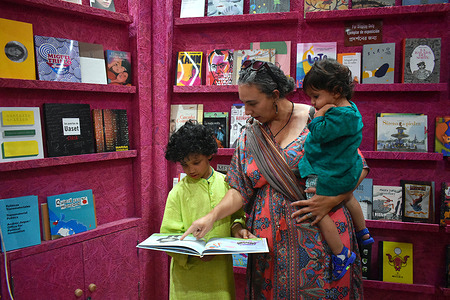 People are visiting the International book fair in Kolkata.