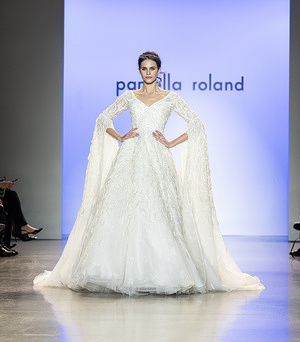 Model walks runway for Pamella Roland fashion show during Fall Winter 23 Fashion Week at Spring Studios
