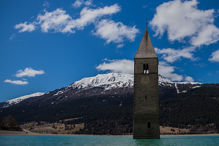 submerged bell tower of lake Resia