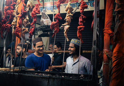 Kebab sellers share a smile in the middle of a busy day at Zakaria Street.