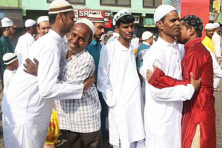 Muslims offer Eid al-Fitr prayer marking the end of the holy fasting month of Ramadan at the Near Kolkata city on April 22,2023.