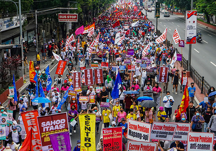 Manila, Philippines: Through a protest, the united progressive workers' organizations today celebrate International Labor Day, demand wage increases, stop the killings of labor leaders, and lower the price of basic commodities.