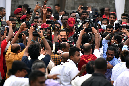 Arrival of SLPP leader and former Prime Minister Mahinda Rajapaksa during the SLPP May Day rally. The 137th International Labor Day celebrated by Sri Lanka Podujana Peramuna (SLPP) to mark May Day.