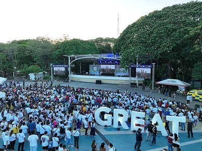 Filipinos celebrates the coronation of King Charles III and and his Queen Consort Camilla by carrying the flag of United Kingdom and gathered at Quezon City Memorial Circle to watch the live-streaming of the coronation on May 6, 2023 in Quezon City, Philippines. The momentous event was organized by the British Embassy in Manila in partnership with the local government of Quezon City.