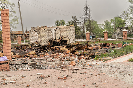 View of completely destroyed church known as Tserkva Ivana Bohoslova in village of Kurylivka of Kharkiv Region of Ukraine.