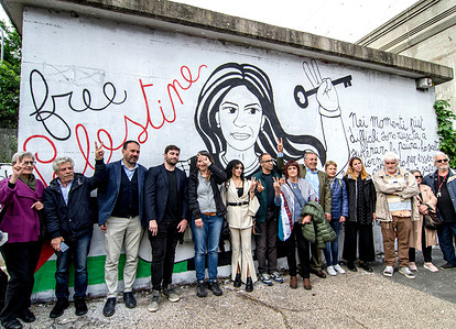 Inauguration in Rome of the mural commemorating Shireen Abu Akleh, the Palestinian journalist killed in the Jenin refugee camp on 11 May 2022 by Israeli occupation forces. The event was organised to mark the anniversary of her murder by the Young Palestinians of Rome, Radio Roma and Join The Resistance, in collaboration with the 8th Municipality of Roma Capitale with the patronage of the National Federation of the Italian Press.