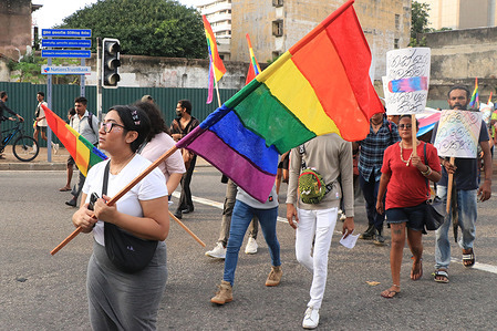 Sri Lanka's gay-rights activists take part in a street parade in Colombo.