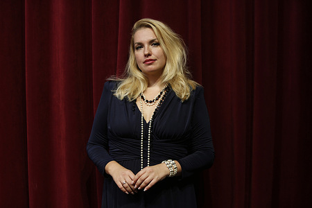 The Ukrainian soprano, Irina Levian Avramenko, protagonist of 'Tosca', poses for the media, at the end of the rehearsal of Puccini's universal opera that premieres new season at Garaje Lola Espacio Crativo, in Madrid (Spain). 'Tosca', Puccini's universal classic (1889) presented by Emiliano Suarez, has an exceptional cast led by the extraordinary Ukrainian soprano Irina Avramenko, accompanied by Shalva Mukeira and Manuel Mas, under the musical direction of Jose Ramon Martin Diaz. Suarez proposes a 'Tosca' set in the last years of the Franco dictatorship, with a protagonist in the purest Ava Gardner style and a Cavaradossi, an anarchist painter inspired by the image of Pablo Picasso, who will be persecuted and mistreated by the brutal police repression of the regime embodied in the figure of Lieutenant Scarpia. Irina Avramenko, was born in Ukraine and completed her training as a pianist and singer at the Conservatories from Odessa and Kyiv, she is also a piano and singing teacher and was an alumni of the Center de Perfectionament del Palau de les Arts.