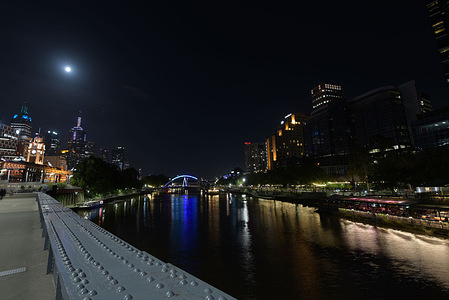 MELBOURNE, AUSTRALIA,OCTOBER 28, 2023= A view of the full moon, Hunter Moon in Flinders Street Station at Melbourne on October 28,2023. Hunter's Moon, according to the Old Farmer's Almanac, is the first full moon that occurs after a Harvest Moon, which land around the autumnal equinox. This means either September or October can take on the name "Harvest Moon," and either October or November can be a "Harvest Moon. (Photo by Rana Sajid Hussain/Pacific Press Agency)