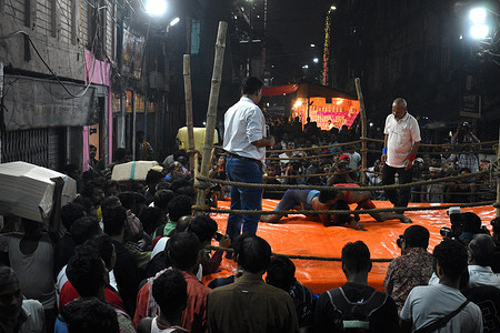 Street wrestling competition was organized as a part of Diwali celebration in Kolkata on November 11,2023. Young wrestlers from the various parts of Bengal came to participate in this event.