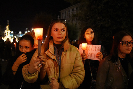 Five hundred people in march for the torchlight to remember Giulia Cecchettin, a young student killed by her ex-boyfriend.
