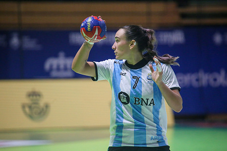 Santander, Spain, 24th November, 2023: The Argentine player, Rocio Campigli (7) with the ball during the 1st Matchday of the 2023 Spain Women's International Tournament between Argentina and Serbia, on November 24, 2023, at the Palacio de Deportes de Santander, in Santander, Spain.