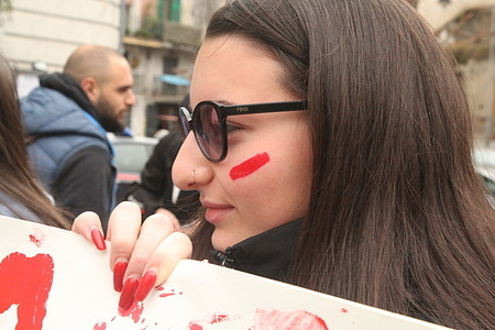 Flash-mob against violence against women in Arzano, Southern Italy province of Naples.