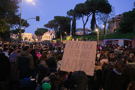 Demonstration organized by Non Una Di Meno association in front of Colosseum in Rome on the occasion of the World Day against violence against women