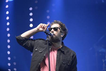 Italian singer Tommaso Paradiso performs live at Kioene Arena in Padova with his Tommy Tour 2023.